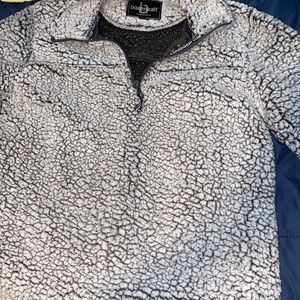 fur half zip up jacket